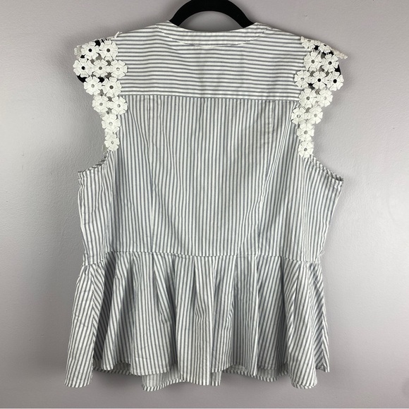 MAISON Cinqcent floral cap-sleeve peplum cotton blouse - Picture 11 of 12